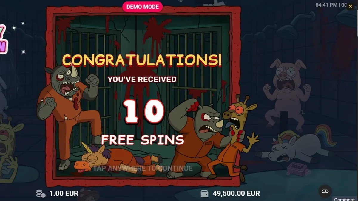 Tampilan visual slot Happy Prison dengan tema penjara kartun yang unik.