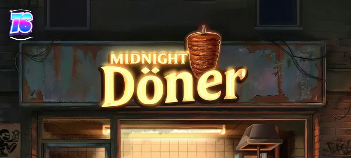 Tampilan visual slot Midnight Doner dengan tema kedai kebab malam hari